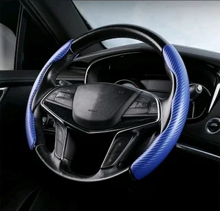 Steering Wheel Cover - Universal Carbon Fibre Style Steering Wheel Cover (Blue Colour) (Brand New)