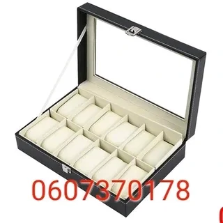 Watch Storage Box - Watch 12 Compartment PU Leather Watch Display Box - Black Colour (Brand New)