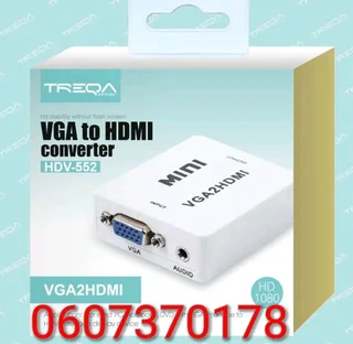 VGA to HDMI Converter Box - Original Treqa Brand - White Colour (Brand New)