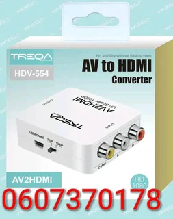 AV to HDMI Converter Box - Original Treqa Brand - White Colour (Brand New)