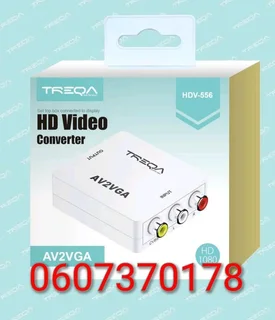 AV to VGA Converter Box - Original Treqa Brand - White Colour (Brand New)