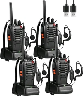 4 Pack Two-Way Radios 16 Channel Portable Handheld Radios with Original Earpiece (4 Pack)