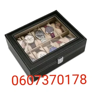 10 Slot Black Watch Storage Box - Black Colour Watch Display 10 Compartment (Brand New)