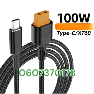 Type C to XT60 Cable - PD 100W for Drones, Solar Cells 1.5 Metre Cable  (Brand New)