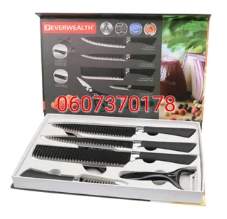 Kitchen Knife Set - Chuckbok 6 Piece Knife Set Non-Stick Coating - Black Colour (Brand New)