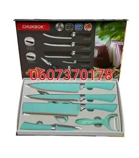 Kitchen Knife Set - Chuckbok 6 Piece Knife Set Non-Stick Coating - Turquoise Colour (Brand New)
