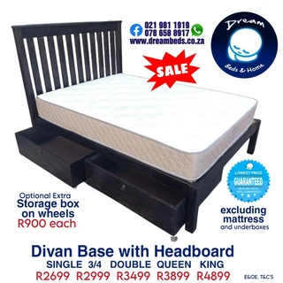 New BASES and BEDS - Many types from R949 - Upholstered, Wooden, Storage and Lift Up