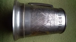 Antique beer mug with engravings and glass bottom Price negotiable