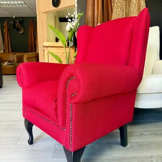 Brand New Stunning Fabric Red Queen Anne Wingback &#64; R4995.00 each.