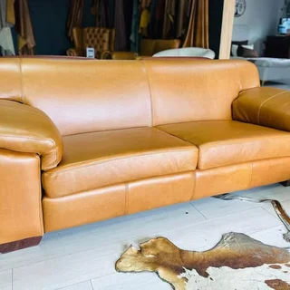 Brand New Genuine Leather Fitted Back Cambridge Three Seater  in Tan &#64; R15995.00