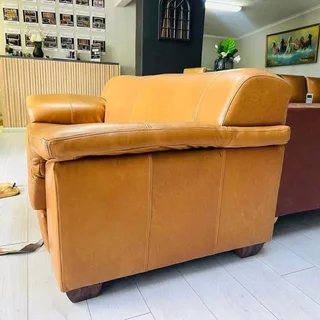 Brand New Genuine Leather Fitted Back Cambridge Three Seater  in Tan &#64; R15995.00
