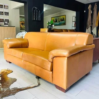Brand New Genuine Leather Fitted Back Cambridge Three Seater  in Tan &#64; R15995.00