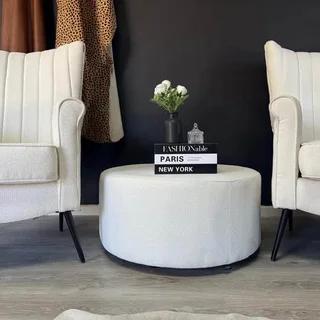 A Pair Modern Boucle Fabric Wingbacks with Large Ottoman &#64; R12900.00