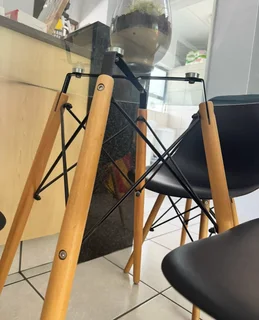 Garden, Dinning Room Black Chairs &amp; Glass Coffee Table - 5 Piece