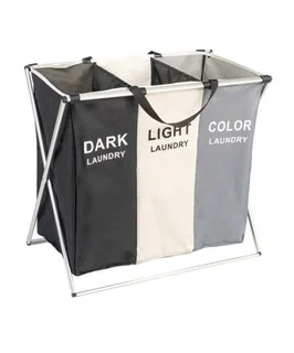 3 Compartments for Dorm Room Washing Storage Laundry Hamper