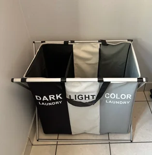 3 Compartments for Dorm Room Washing Storage Laundry Hamper