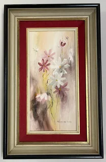Original Oil Marieta van Tonder painting “Cosmos flowers”