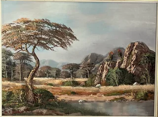 South African Bushveld Original Oil WP Grobler oil painting