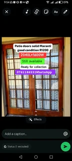 Patio doors solid Maranti good condition R1200nego 0761186531