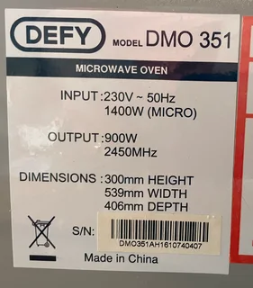 Defy DMO351 Microwave for sale