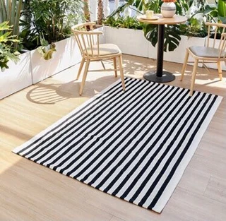 Black and White Kilim Rug