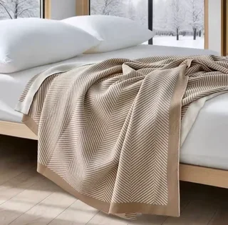 Beige Acrylic Soft Winter Throw 130x220cm