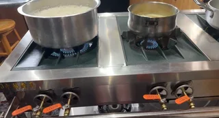 Gas stove, electric double basket chips fryer and tabletop grill