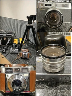 Big price DROP only 650,00 for all : 2camers ,tripod,super cool photografer leather bag,