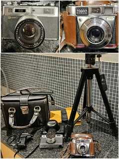 Big price DROP only 650,00 for all : 2camers ,tripod,super cool photografer leather bag,