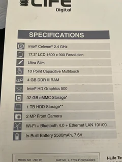 ILIFE ZED PC PORTABLE TOUCH SCREEN ALL IN ONE.