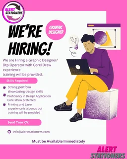 Graphic Designer Required - Vacancy - Alert Stationers Head Office