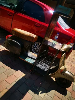 VESPA COCKTAIL BAR UNIT AND BAR STOOL