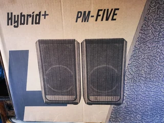 The Hybrid+ PM FIVE Mahogany set comprises of two cabinets, an active and passive 5″