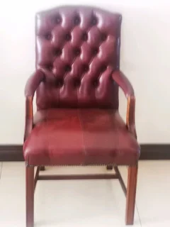 Buttoned full leather arm chairs x8 priced per each