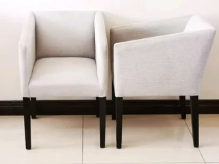 X2 upholstered armchairs hertex fabric. In good condition