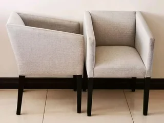 X2 upholstered armchairs hertex fabric. In good condition