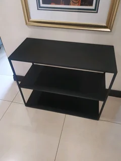 Modern two tier steel shelf in black. Dimensions W100/H80/D45