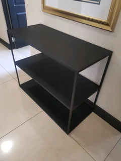 Modern two tier steel shelf in black. Dimensions W100/H80/D45