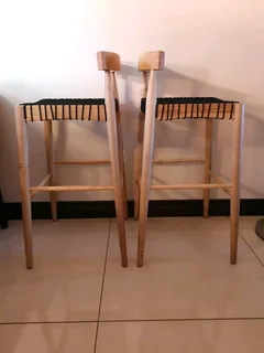 Quality beach wood designer bar stools in exceptional condition, sold per each.