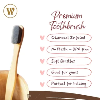 Adult  Organic Bamboo Manual Toothbrush With Nano Bristles-Charcoal Infused Biodegradable BPA Free