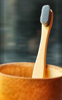 Adult  Organic Bamboo Manual Toothbrush With Nano Bristles-Charcoal Infused Biodegradable BPA Free