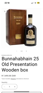 Exclusive whiskey Bunnahabhain 25 year old whiskey