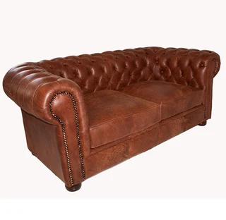 Chesterfield 2 Seater Couch -Exotic genuine full Leather W/Spice