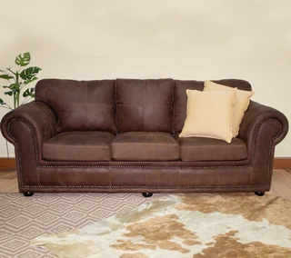 Afrika 3 Seater Couch -exotic Genuine Full Leather Brown