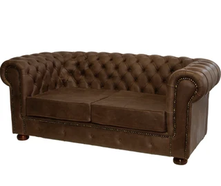 Chesfield 2 Seater 2100 wide -Exotic genuine Full Leather W/Brown (XL deep seat)