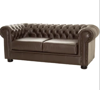 Chesfield 2 Seater 2100 wide – genuine Full Leather D/Brown (XL deep seat)