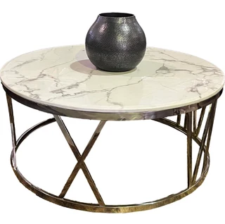Marble and Stainless steel 1000mm Round coffee table