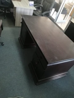 Antique Partner Desk with Drawers Wood Veneer Mahogany 1570 x 820
