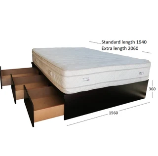 Basebed With 3 Drawers Queen Painted Bordeaux (Excl. Mattress)