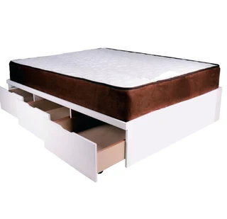Basebed With 3 Drawers Queen Painted White  (Excl. Mattress)
